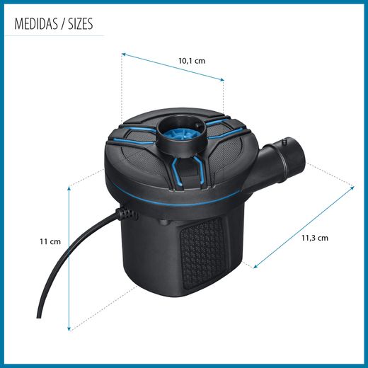 Inflador Eléctrico Portátil AC Power Grip Bestway 3 Adaptadores Válvulas
