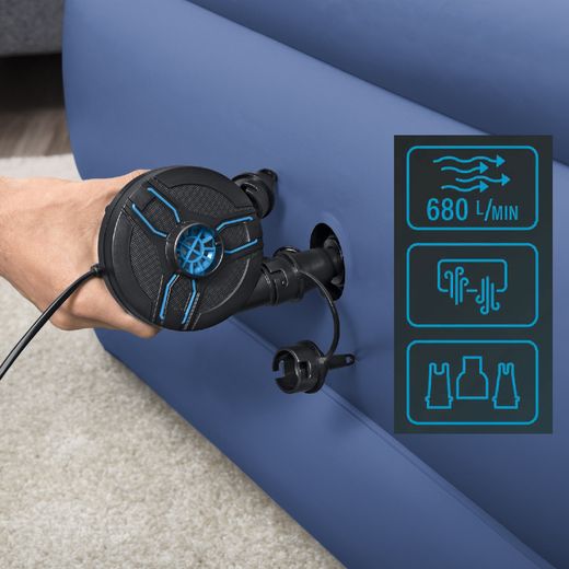 Inflador Eléctrico Portátil AC Power Grip Bestway 3 Adaptadores Válvulas