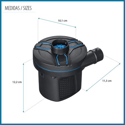 Inflador Eléctrico Portátil DC Power Touch Bestway 3 Adaptadores Válvulas Toma 12V