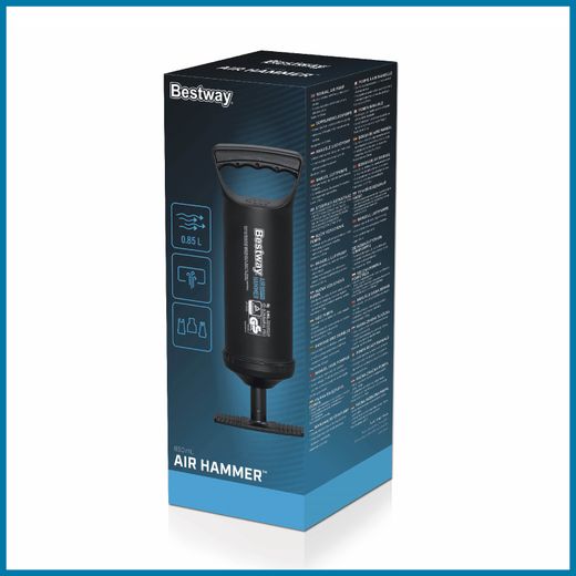 Pompa Manuale Bestway Air Hammer 30 cm con Tubo Flessibile 80 cm e 3 Adattatori