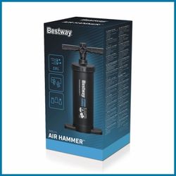 Pompa Manuale Bestway Air Hammer 37 cm con Tubo Flessibile 80 cm e 3 Adattatori