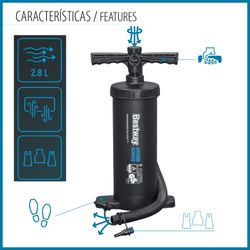 Pompa Manuale Bestway Air Hammer 37 cm con Tubo Flessibile 80 cm e 3 Adattatori