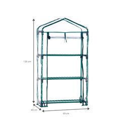 Estufa Gardiun Leaf I em PVC e aço, 3 prateleiras, 69x49x130 cm, verde, com porta com zíper – Ideal para cultivo interno e externo.