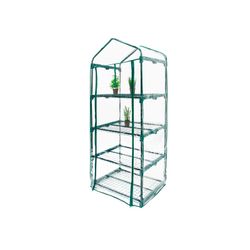 Invernadero Gardiun Leaf II de PVC y Acero con 4 Estantes, 69x49x160 cm, Color Verde, con Puerta de Cremallera – Ideal para Cultivo en Interior y Exterior