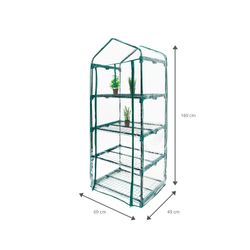 Invernadero Gardiun Leaf II de PVC y Acero con 4 Estantes, 69x49x160 cm, Color Verde, con Puerta de Cremallera – Ideal para Cultivo en Interior y Exterior