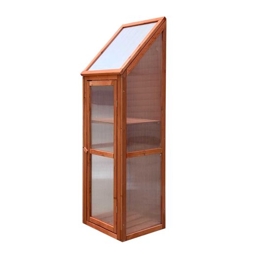 Invernadero Gardiun Wooden III 35x41x132 cm Vertical en Madera y Policarbonato - Jardín Interior con Estructura de Madera y Panel de Policarbonato Transparente para Cultivo en Casa