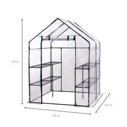 Invernadero PVC Gardiun Doble Leaf 143x143x195 cm con 4 Estantes Dobles para Cultivo Interior y Exterior