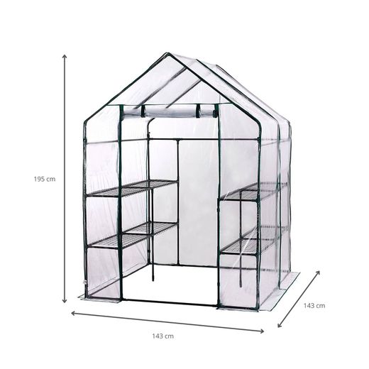 Invernadero PVC Gardiun Doble Leaf 143x143x195 cm con 4 Estantes Dobles para Cultivo Interior y Exterior