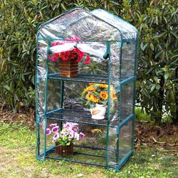 Invernadero PVC Gardiun Leaf I 49x69x125 cm con Recubrimiento de Polietileno, 3 Estantes y Suelo - Ideal para Cultivo Interior y Exterior