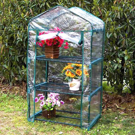 Invernadero PVC Gardiun Leaf I 49x69x125 cm con Recubrimiento de Polietileno, 3 Estantes y Suelo - Ideal para Cultivo Interior y Exterior