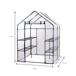 Invernadero PVC y Acero Gardiun New Leaf 4 Estantes 143x143x195 cm, Color Verde, con Puerta de Cremallera – Ideal para Cultivo Interior y Exterior