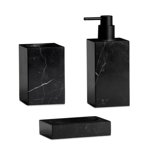 Jabonera, 13 x 9 x 3 cm, de mármol en negro | Colección Black Marble
