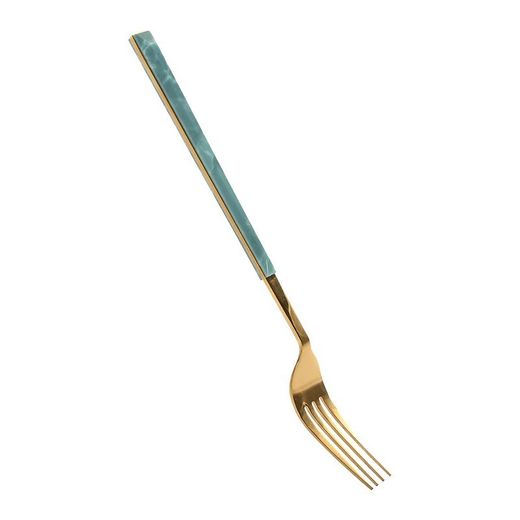 16-teiliges Besteck-Set, 30 x 26 x 32 cm, aus Edelstahl in Gold- und Grünfarbton | Kollektion Sea Side