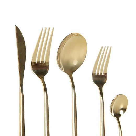 Set da 20 posate, 30 x 26 x 36 cm, in acciaio dorato | Collezione Chic
