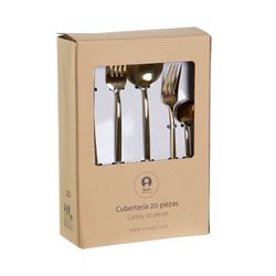 Set da 20 posate, 30 x 26 x 36 cm, in acciaio dorato | Collezione Chic