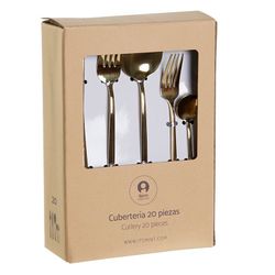 Set da 20 posate, 30 x 26 x 36 cm, in acciaio dorato | Collezione Chic