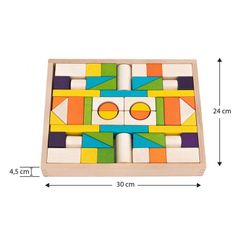 Gioco di costruzione Montessori, 30 x 24 x 4,5 cm, in legno di albero di loto multicolore | Collezione Foster