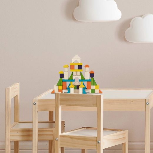 Gioco di costruzione Montessori, 30 x 24 x 4,5 cm, in legno di albero di loto multicolore | Collezione Foster