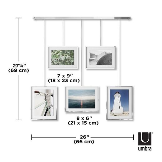 Juego de portafotos, 66 x 3 x 69 cm, de vidrio en cromo | Colección Exhibit