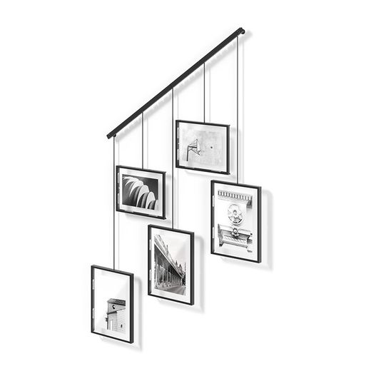Juego de portafotos, 66 x 3 x 69 cm, de vidrio en negro | Colección Exhibit