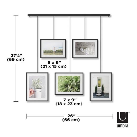 Juego de portafotos, 66 x 3 x 69 cm, de vidrio en negro | Colección Exhibit