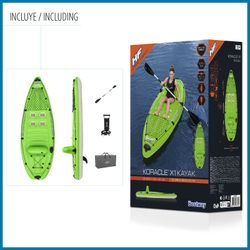 Kayak gonflable de pêche Bestway Hydro-Force Koracle 285x92x57 cm pour 1 personne avec pagaie et pompe