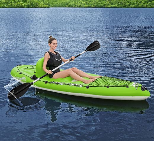 Kayak gonflable de pêche Bestway Hydro-Force Koracle 285x92x57 cm pour 1 personne avec pagaie et pompe