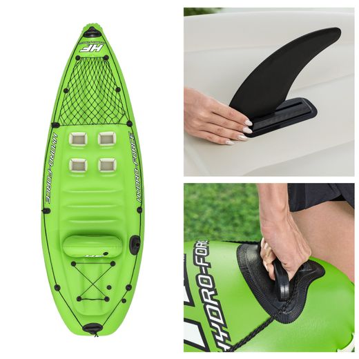 Kayak gonflable de pêche Bestway Hydro-Force Koracle 285x92x57 cm pour 1 personne avec pagaie et pompe