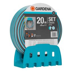 Kit Manguera Jardín Gardena Classic 20 m con Soporte y Lanza Ajustable
