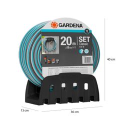 Kit Manguera Jardín Gardena Classic 20 m con Soporte y Lanza Ajustable