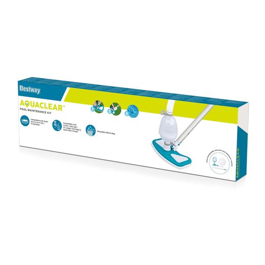 Kit de Nettoyage pour Piscine Bestway AquaClean avec Perche 279 cm et Nettoyeur de Fond