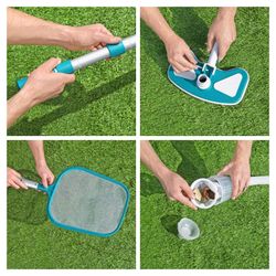 Kit de Nettoyage pour Piscine Bestway AquaClean avec Perche 279 cm et Nettoyeur de Fond