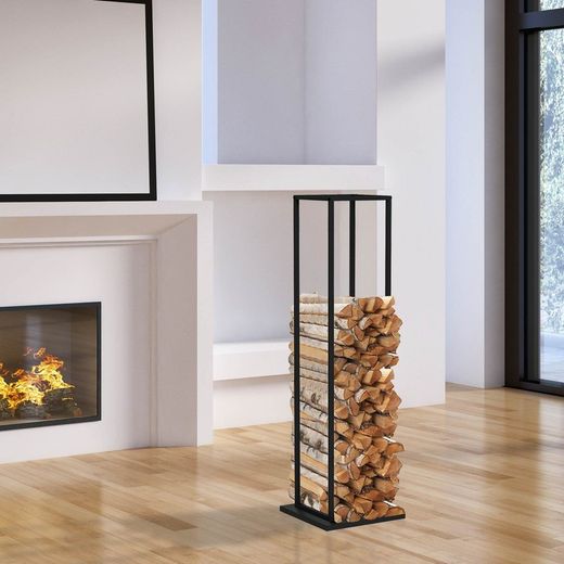 Portalegna, 33 x 33 x 115 cm, in acciaio galvanizzato nero | Collezione Design
