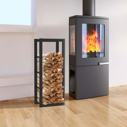 Leñero, 40 x 25 x 100 cm, de acero galvanizado en negro | Colección Rack