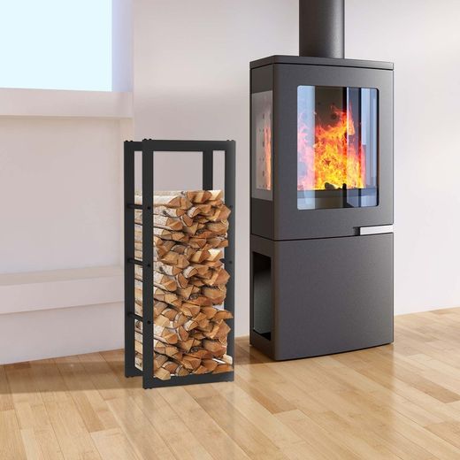 Leñero, 40 x 25 x 100 cm, de acero galvanizado en negro | Colección Rack