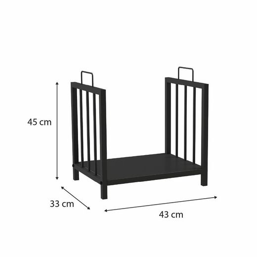 Portalegna, 43 x 33 x 45 cm, in acciaio galvanizzato nero | Collezione Handle