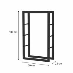 Portalegna, 60 x 25 x 100 cm, in acciaio galvanizzato nero | Collezione Rack