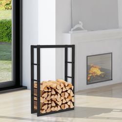Portalegna, 60 x 25 x 100 cm, in acciaio galvanizzato nero | Collezione Rack