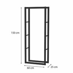 Portalegna, 60 x 25 x 150 cm, in acciaio galvanizzato nero | Collezione Rack