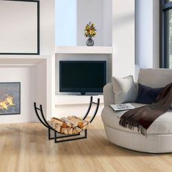 Leñero, 92 x 21 x 55 cm, de acero galvanizado en negro | Colección Semiround