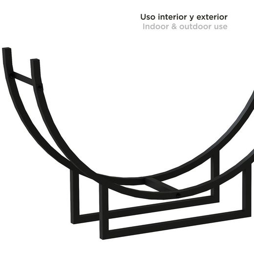 Leñero, 92 x 21 x 55 cm, de acero galvanizado en negro | Colección Semiround