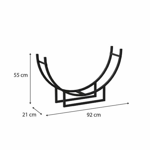Leñero, 92 x 21 x 55 cm, de acero galvanizado en negro | Colección Semiround