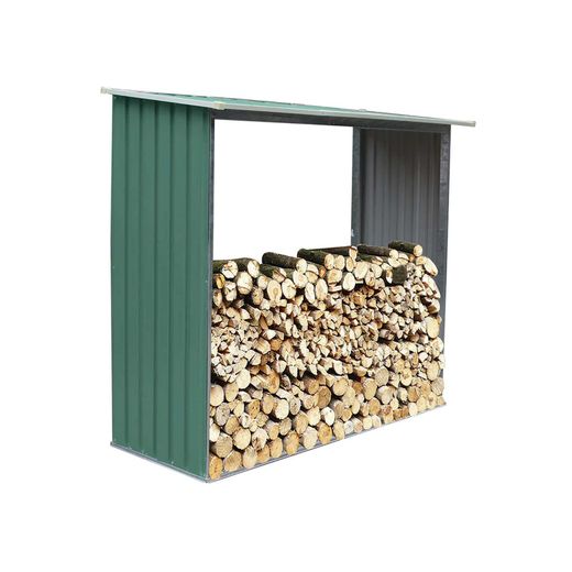 Leñero Metálico Exterior Gardiun Holman 75x182x160 cm - 1,37 m² en Acero Galvanizado Verde, Ideal para Jardín y Almacenamiento de Leña