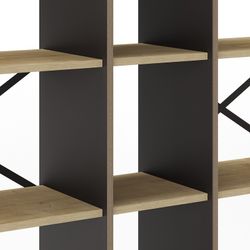 Libreria, 143,5 x 35 x 175 cm, in legno e metallo nero e naturale | Collezione Ara