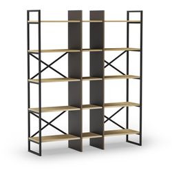 Libreria, 143,5 x 35 x 175 cm, in legno e metallo nero e naturale | Collezione Ara