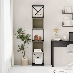 Librería, 36 x 39 x 179 cm, de madera y metal en negro y verde | Colección Anya