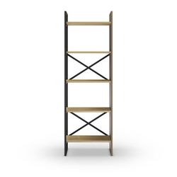 Librería, 58 x 35 x 175 cm, de madera y metal en negro y natural | Colección Ara
