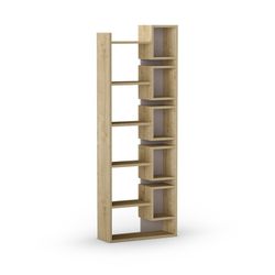 Librería, 60,4 x 22 x 168,5 cm, de madera en colores roble y moca | Colección Eladi