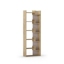 Librería, 60,5 x 22 x 162,4 cm, de madera en color roble y blanco | Colección Klapo