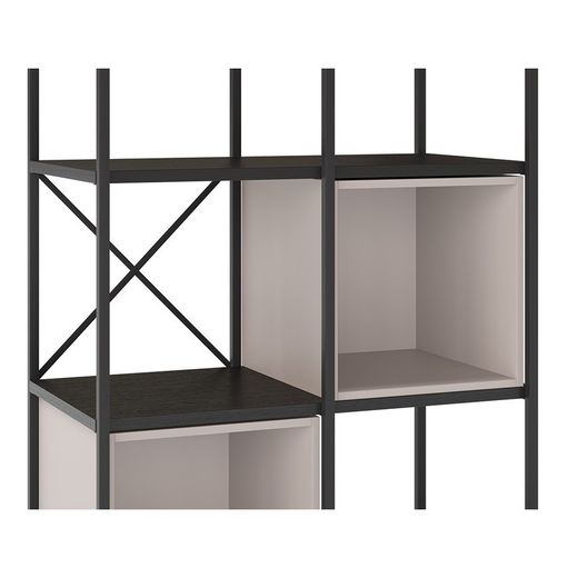 Libreria, 70,5 x 39 x 179 cm, in legno e metallo, colore nero e crema | Collezione Anya